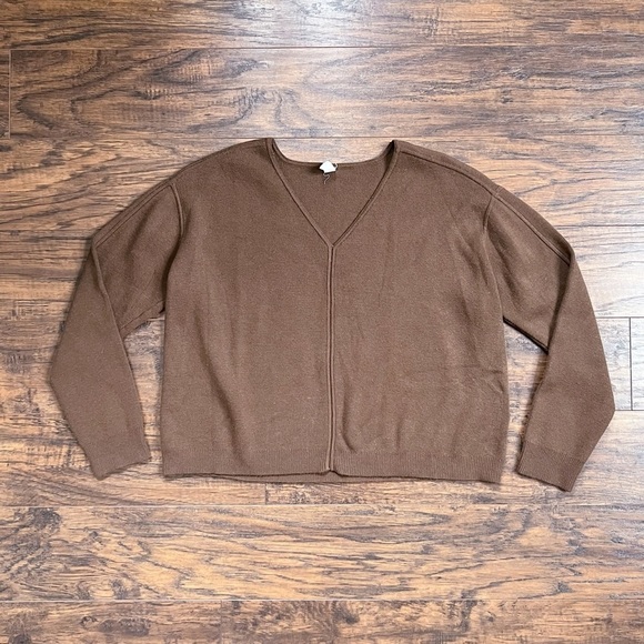 Daily Practice by Anthropologie • V-Neck Sweater oversized Dark Mink Brown knit - Picture 2 of 12